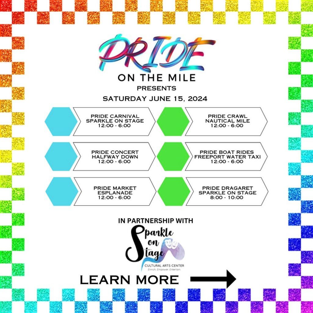 rainbow flyer for Pride on the Mile Event